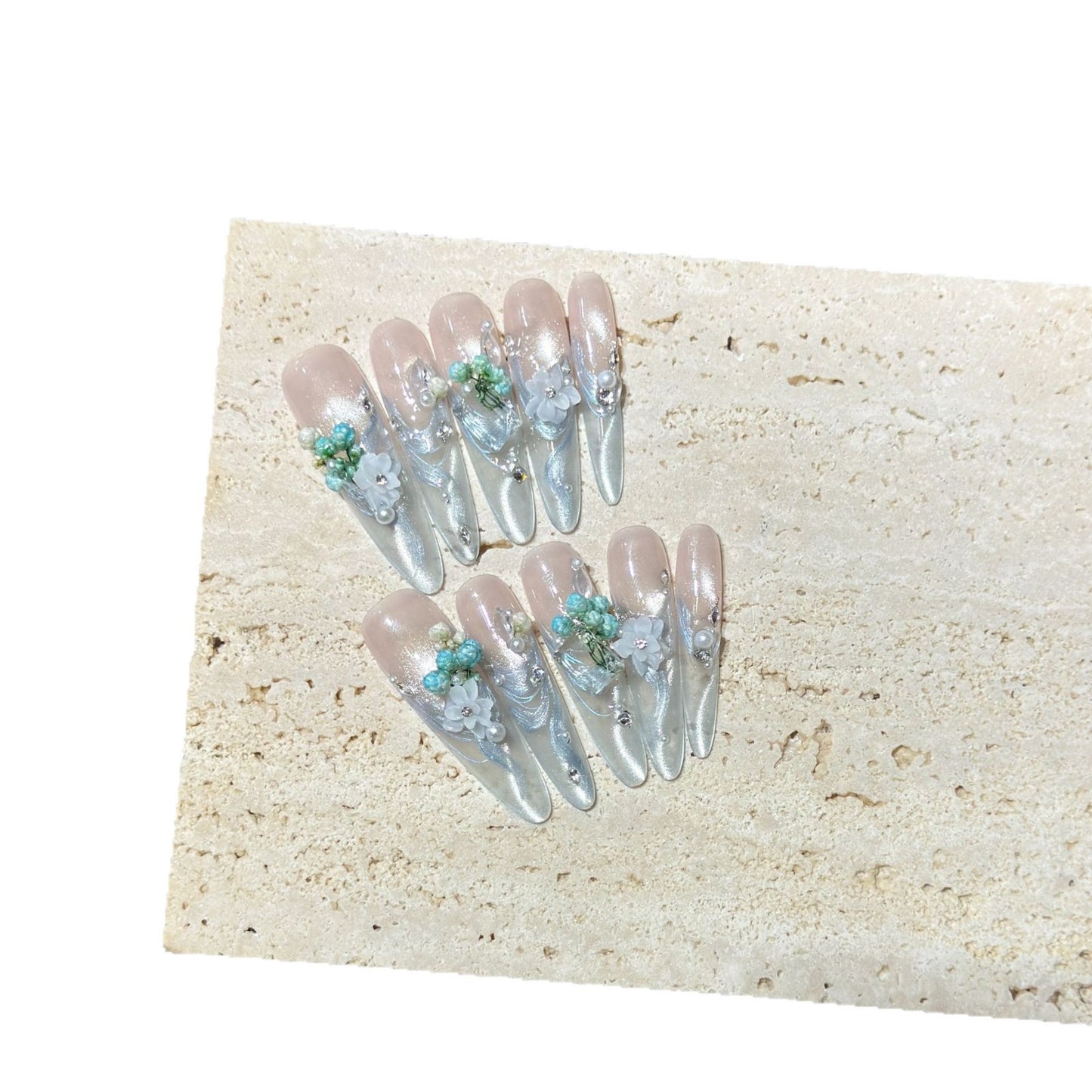 Elegant Floral Stiletto Nail Art Acalora