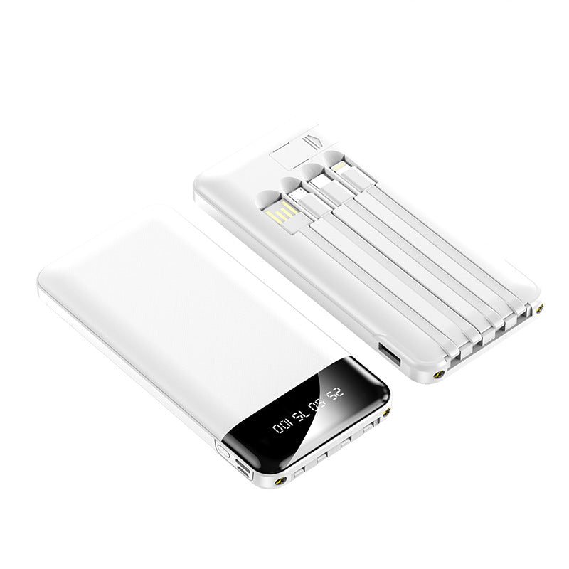 Portable power bank with integrated charging cables and digital display Kalsten