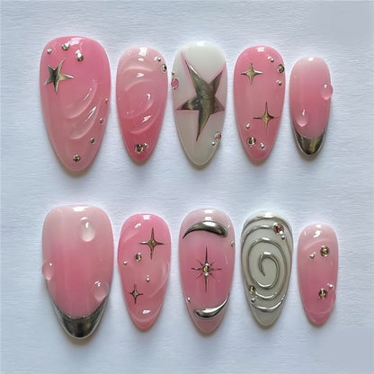 Decorative Star and Swirl Nail Art Acalora