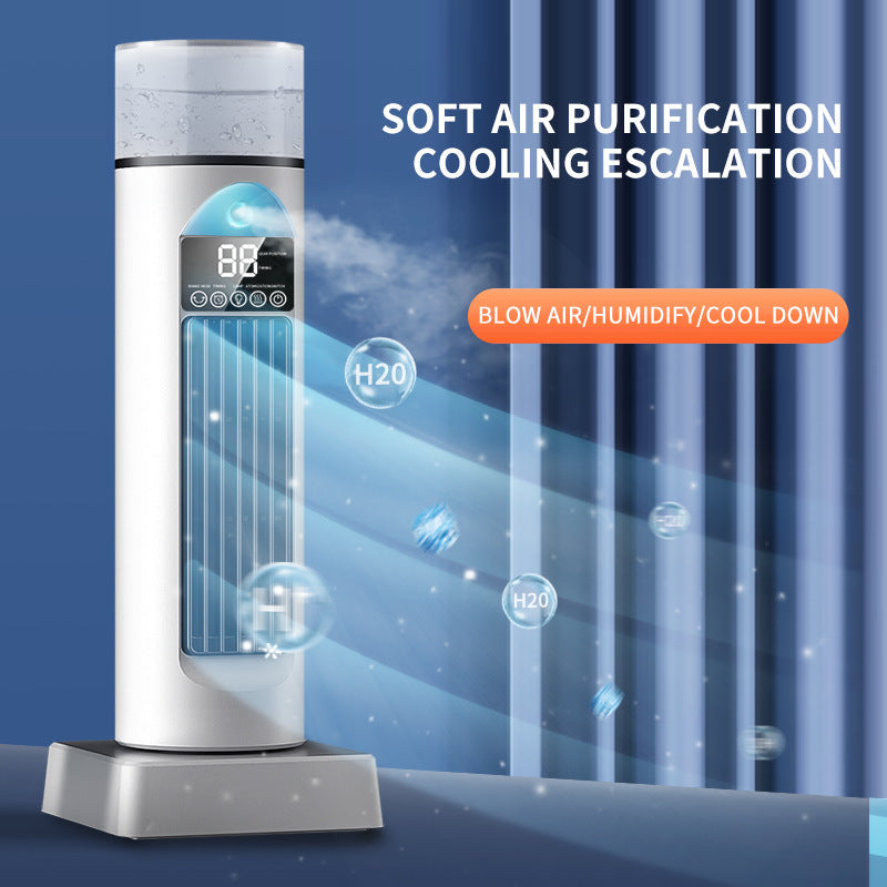 Cooling oscillating tower humidifying fan with LED display and remote Bowlift