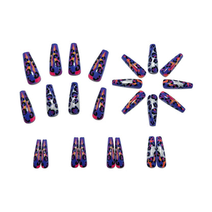 Trendy artificial nails with glitter and leopard pattern Acalora