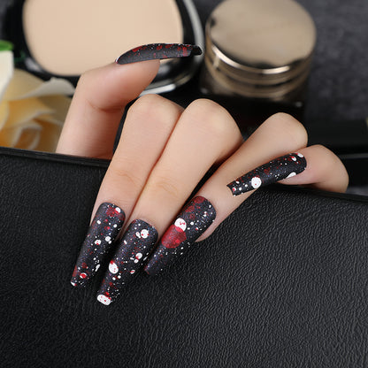 Artistic splatter design artificial nails Acalora