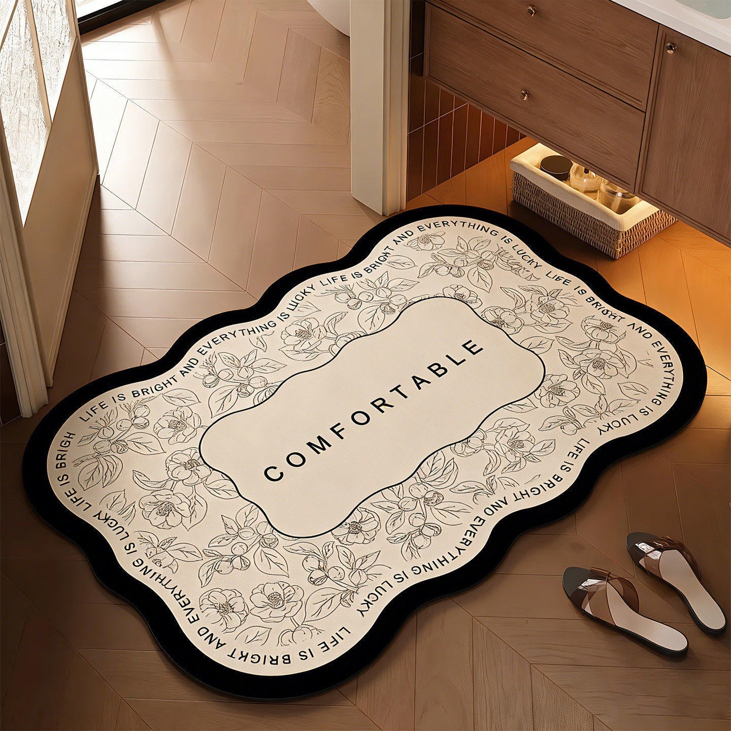 Floral Design Bathroom Mat
