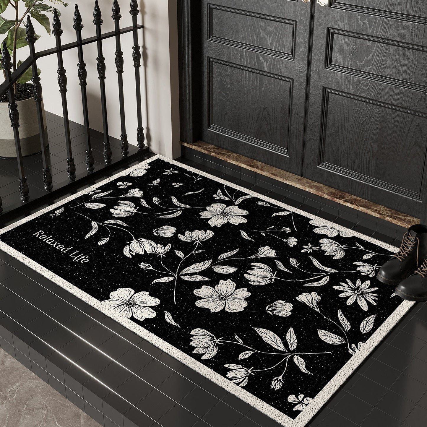 Floral Print Decorative Entry Mat