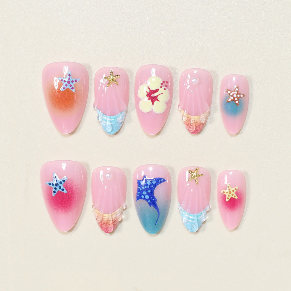 Artistic Ocean-Inspired Press-On Nail Art Acalora