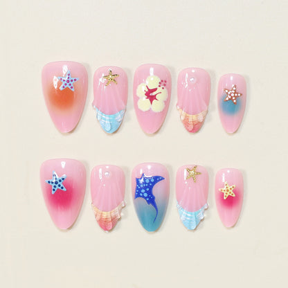 Artistic Ocean-Inspired Press-On Nail Art Acalora