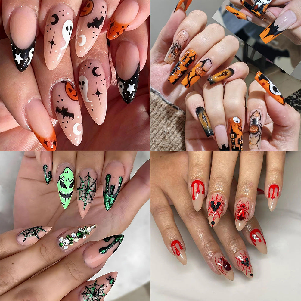 Nail art set with floral patterns and ombre effects Acalora