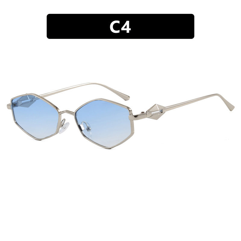 Women's geometric sunglasses with protective UV filter and high-end metal frame Karnz