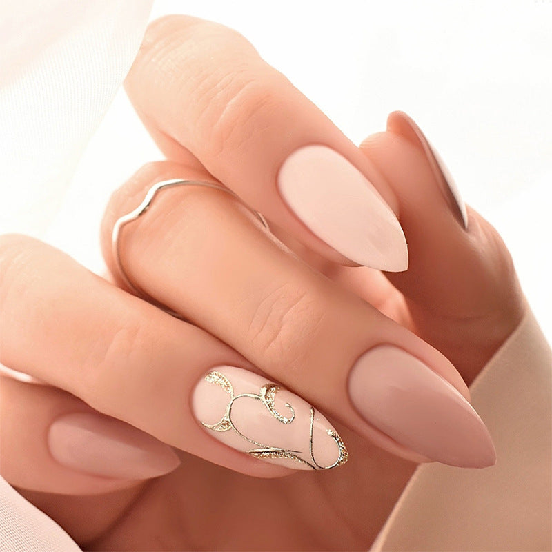 Elegant Press-On Nail Art Set with Floral and Glossy Accents Acalora