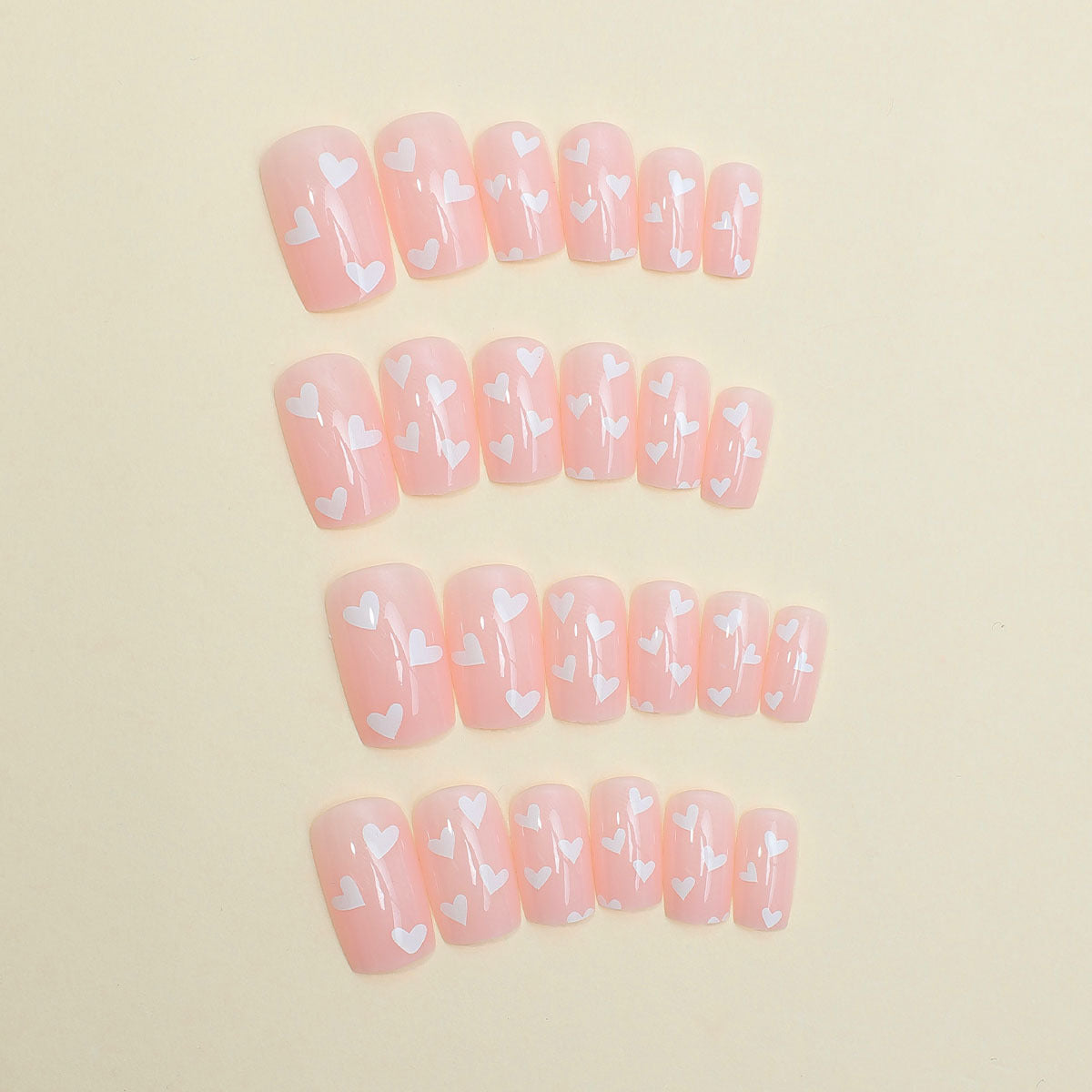 Heart-Themed Full Cover Press-On Nails Acalora