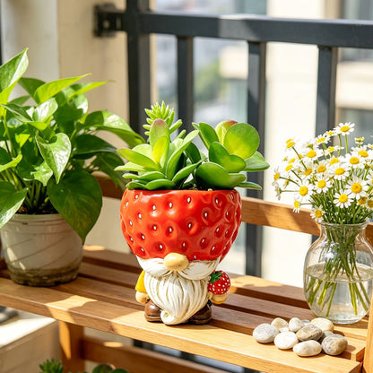 Original flower pot figure with gnome motif Acalora