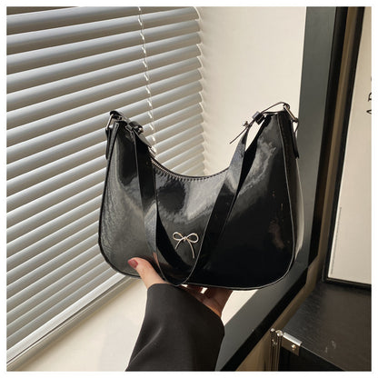 Premium Glossy Faux Leather Hobo Bag Acalora