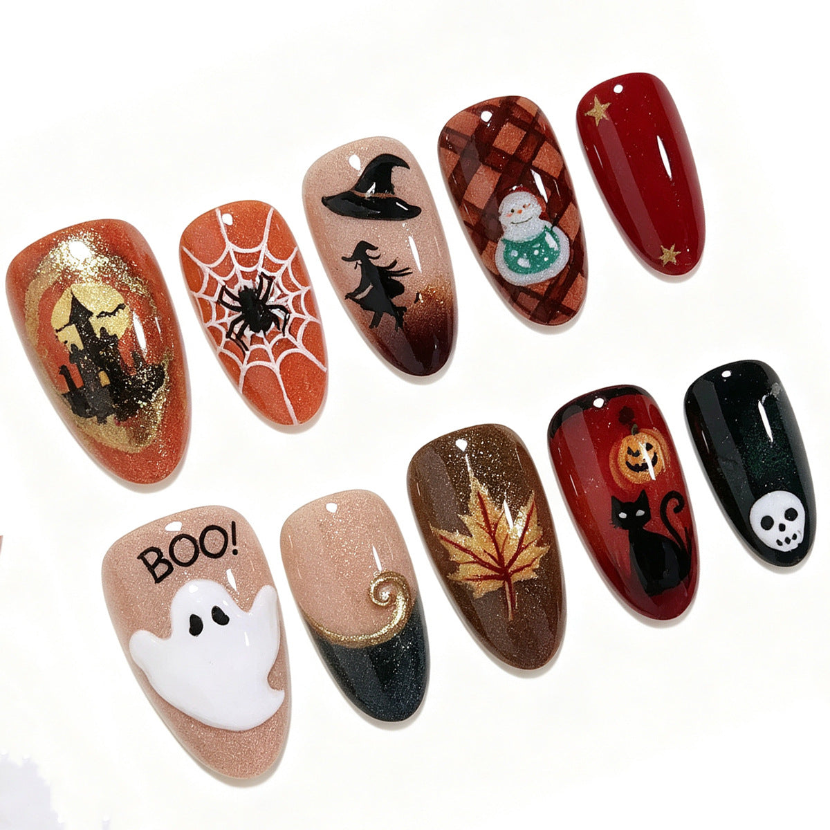 Halloween-Themed Decorative Press-On Nail Art Set Acalora