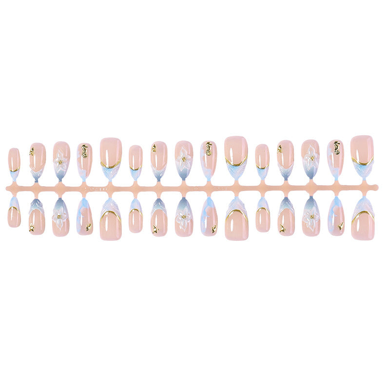 Decorative Press-On Nail Art Set with Elegant Floral Design Acalora