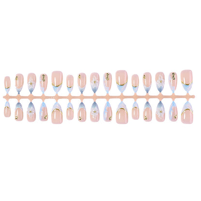 Decorative Press-On Nail Art Set with Elegant Floral Design Acalora