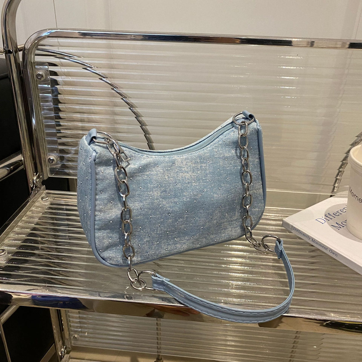 Stylish Chain-Handled Hobo Bag Acalora