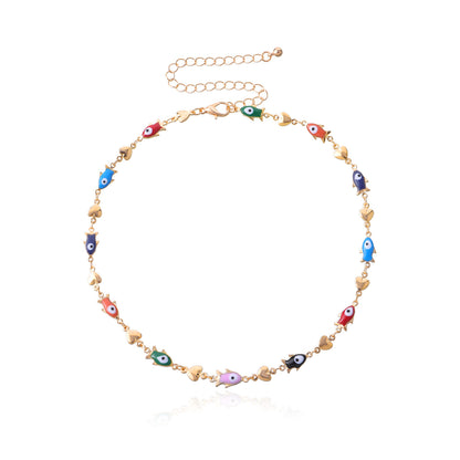 Enamel Fish Charm Necklace Acalora
