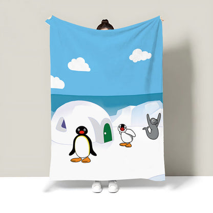 Cartoon-Themed Plush Throw Blanket