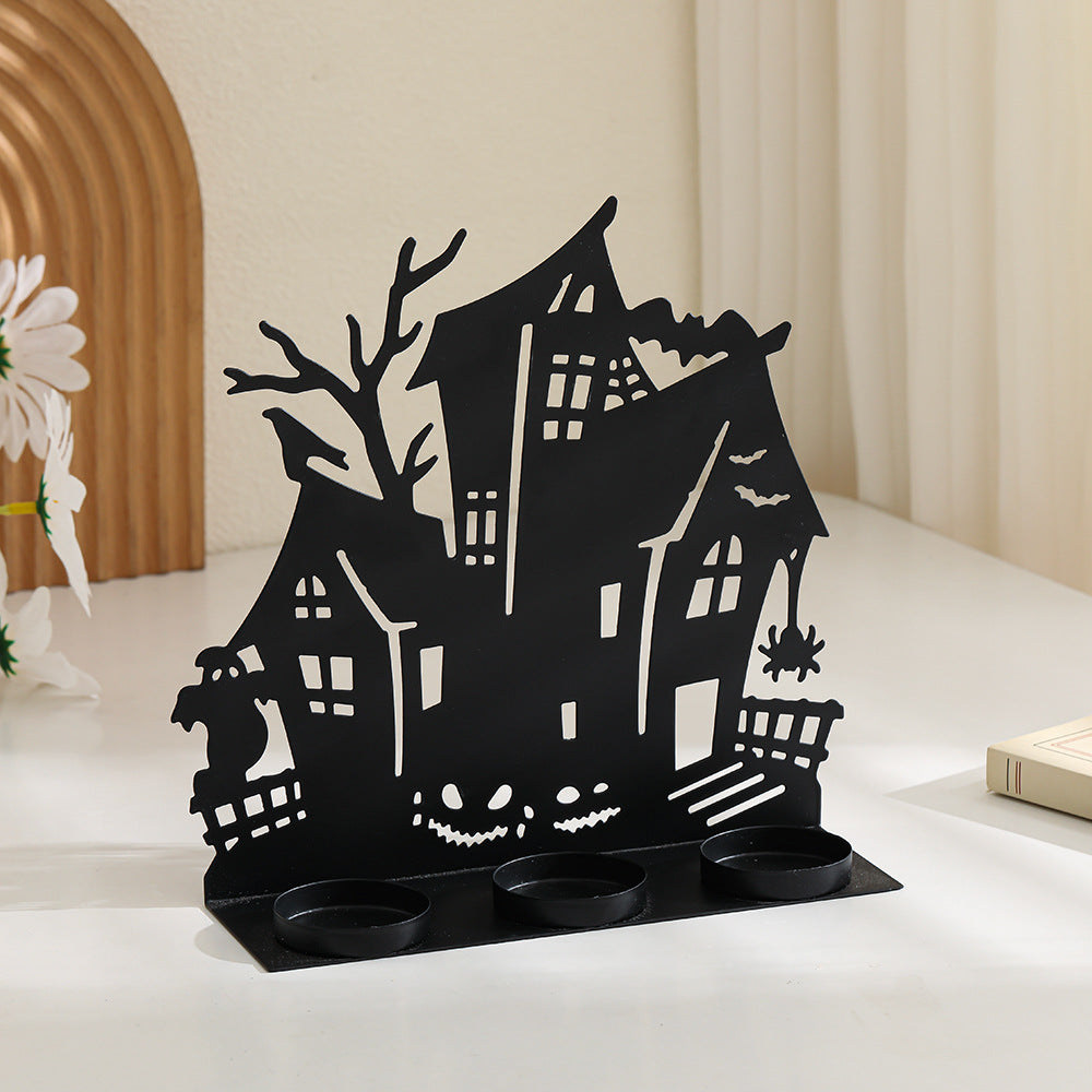 Haunted House Metal Tealight Candle Holder Decor Acalora