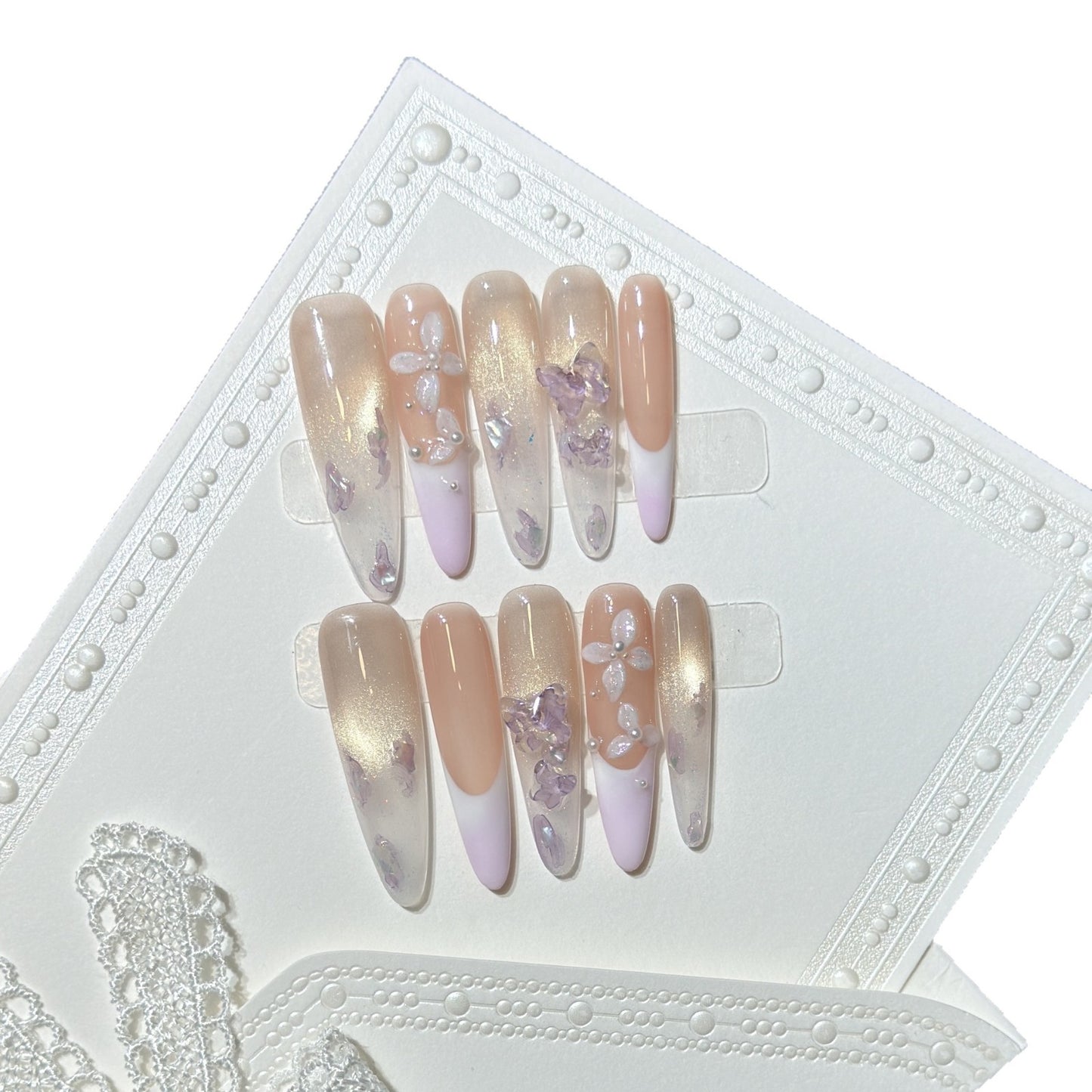 Floral-Inspired Stiletto Press-On Nail Design Acalora