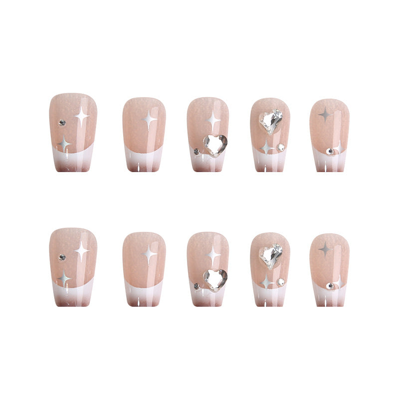 Acrylic nail set with sparkling crystal decorations Acalora
