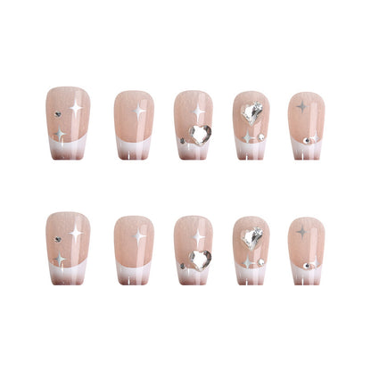 Acrylic nail set with sparkling crystal decorations Acalora