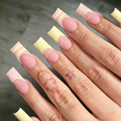 Decorative Long Press-On Nail Art Tips Acalora