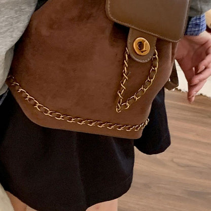 Stylish Suede Drawstring Backpack Acalora