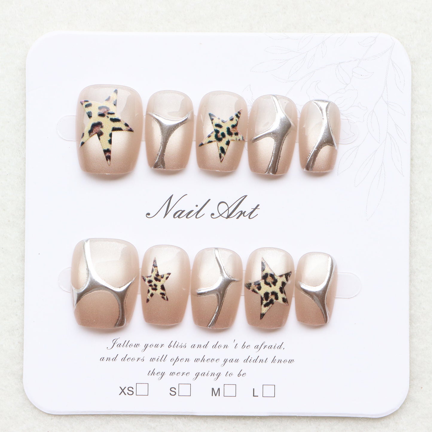 Decorative Press-On Nail Art Set with Star Accents Acalora