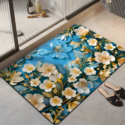Floral-Themed Plush Bath Mat