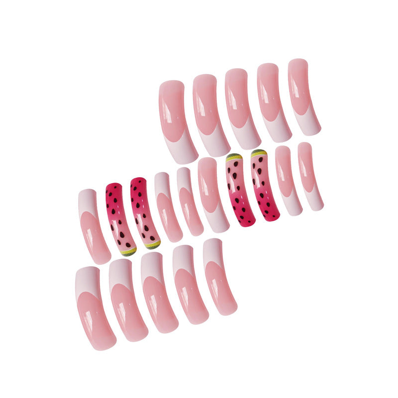 Playful Watermelon Themed Press-On Nail Art Acalora
