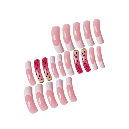 Playful Watermelon Themed Press-On Nail Art Acalora