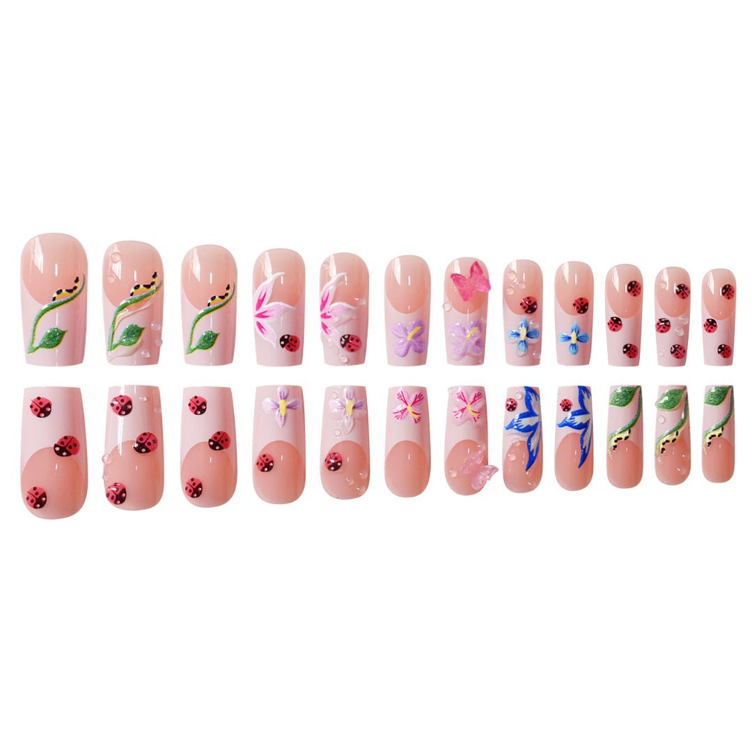 Floral Raised 3D Press-On Nail Set Acalora
