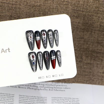 Elegant Stiletto Press-On Nail Art Set with Unique Design Acalora