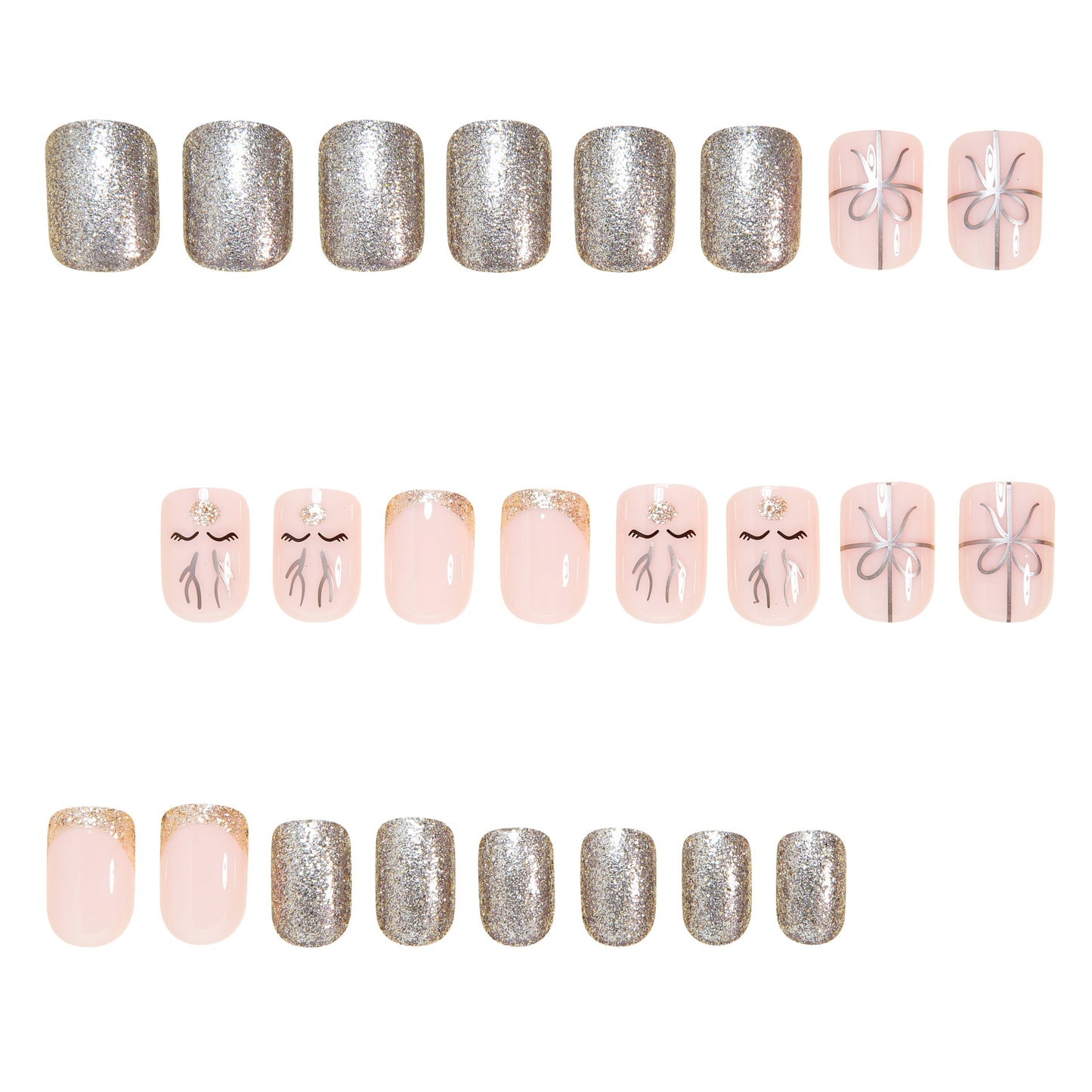 Elegant Festive Press-On Nail Art Set Acalora