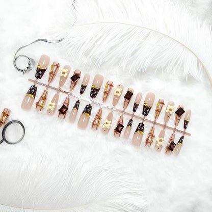 Artificial nails with playful animal designs and glitter effects Acalora