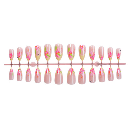 Floral-Themed Press-On Nail Art Acalora