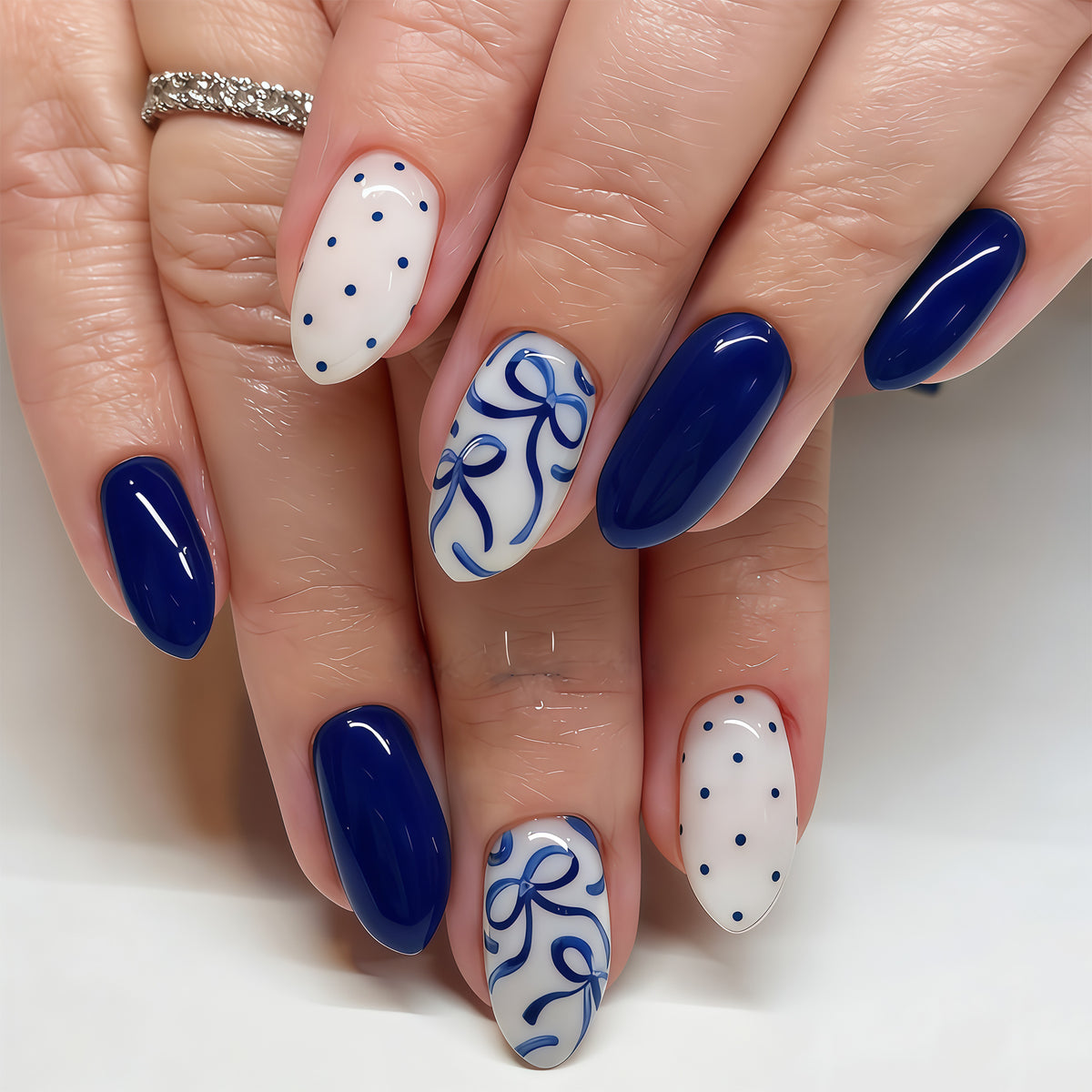 Artistic Bow and Dot Press-On Nail Set Acalora