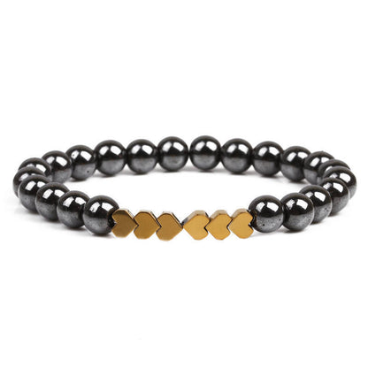 Natural Stone Beaded Bracelet with Heart Accents Acalora