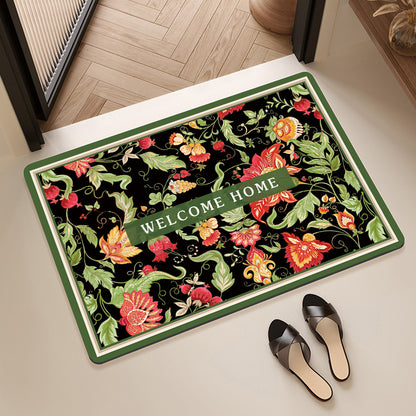 Vintage Floral Pattern Bath Mat Acalora