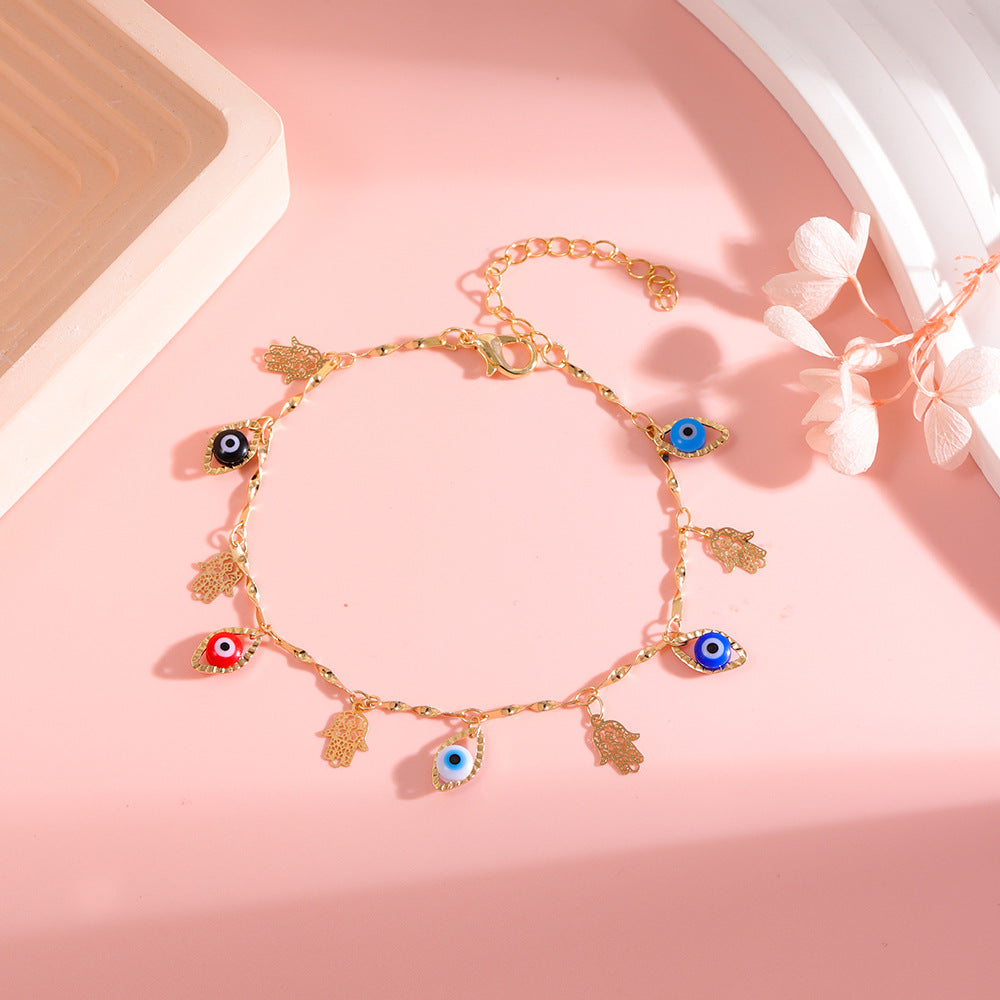 Decorative Evil Eye Charm Ankle Bracelet Acalora