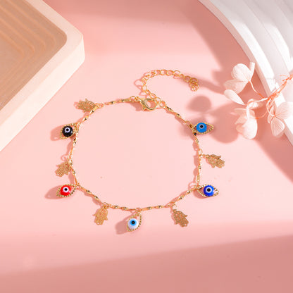 Decorative Evil Eye Charm Ankle Bracelet Acalora