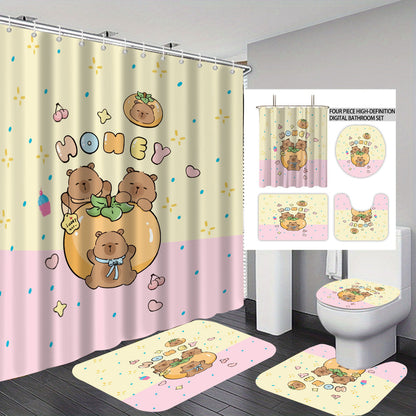 Cute Bear-Themed Four-Piece Bathroom Set