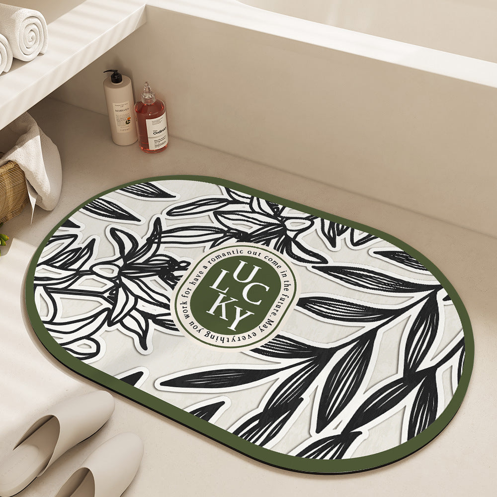 Oval Floral Bath Mat