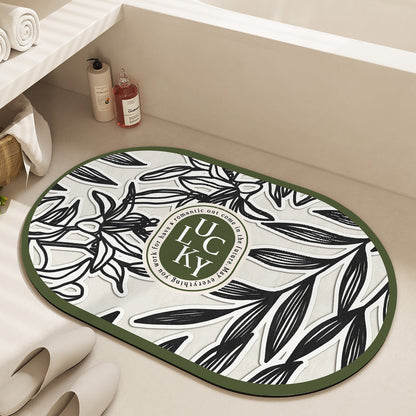 Oval Floral Bath Mat