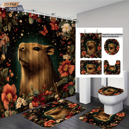 Cute Bear-Themed Four-Piece Bathroom Set