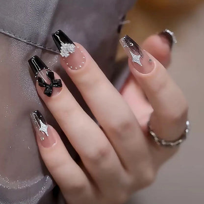 Acrylic nail set with glamorous 3D decorations and noble accents Acalora