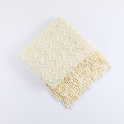 Textured Woven Throw Blanket with Fringe