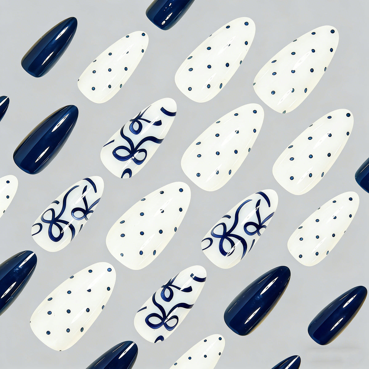 Artistic Bow and Dot Press-On Nail Set Acalora