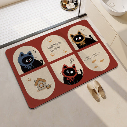 Playful Cat-Themed Bath Rug